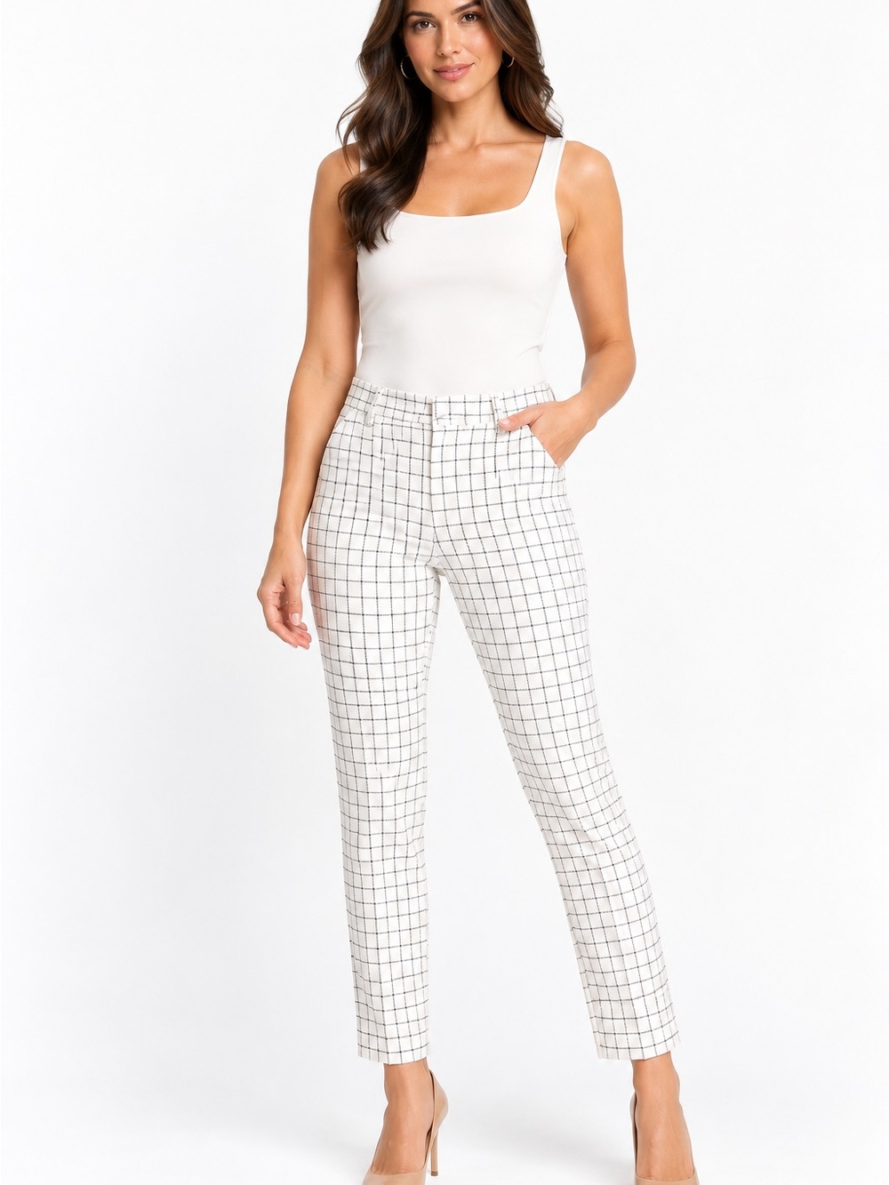 Banana Republic black and white striped pants - Size 4. Sloan Curvy Fit.